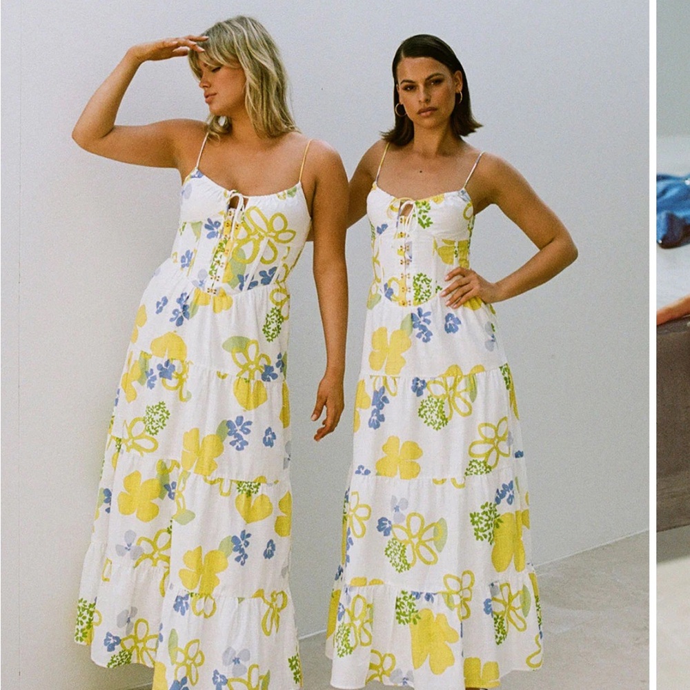 Sabo Skirt Yellow and Blue Floral Maxi Dress